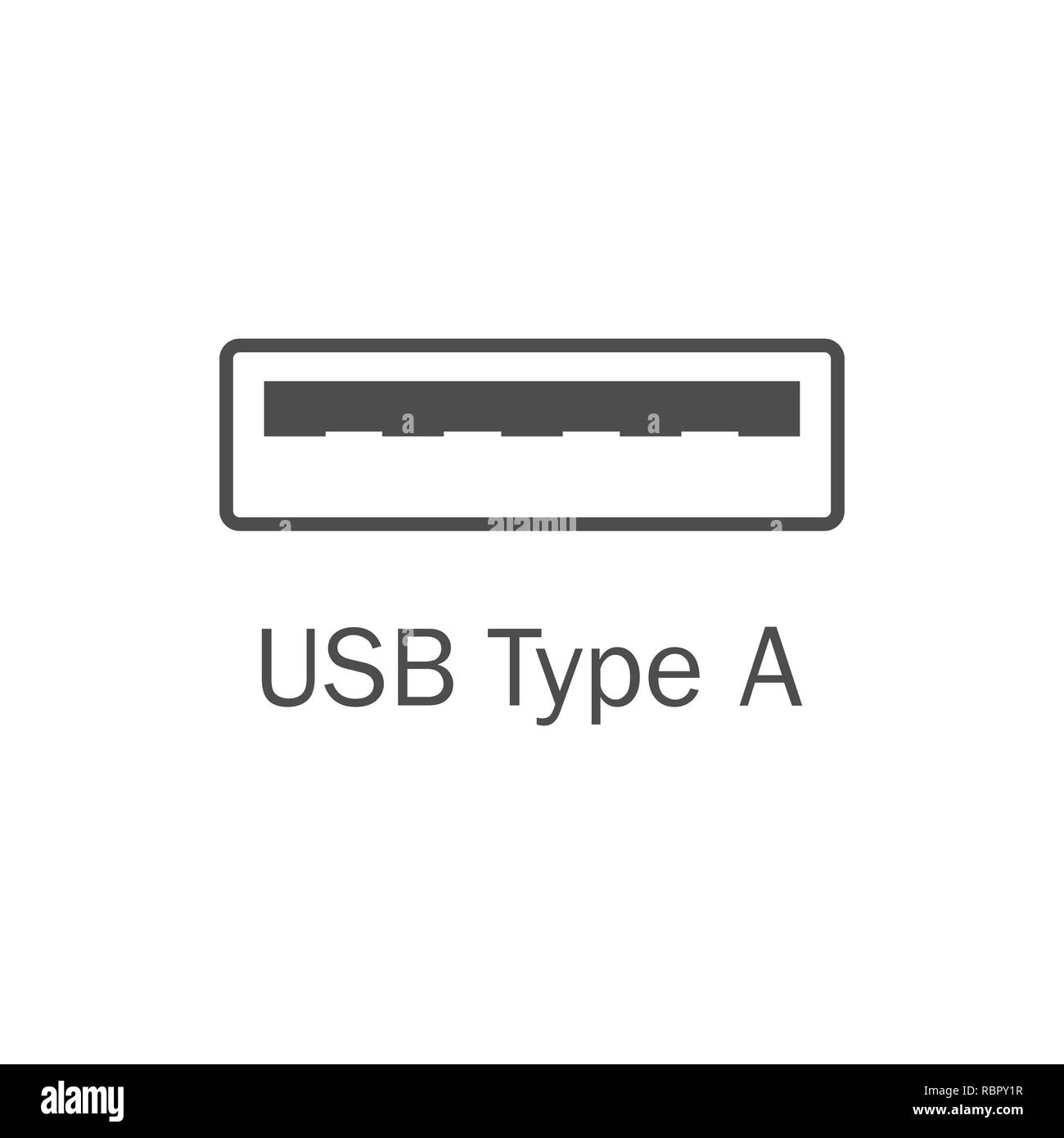 Usb port icon. Usb type A. Vector illustration, flat design. Stock Vector