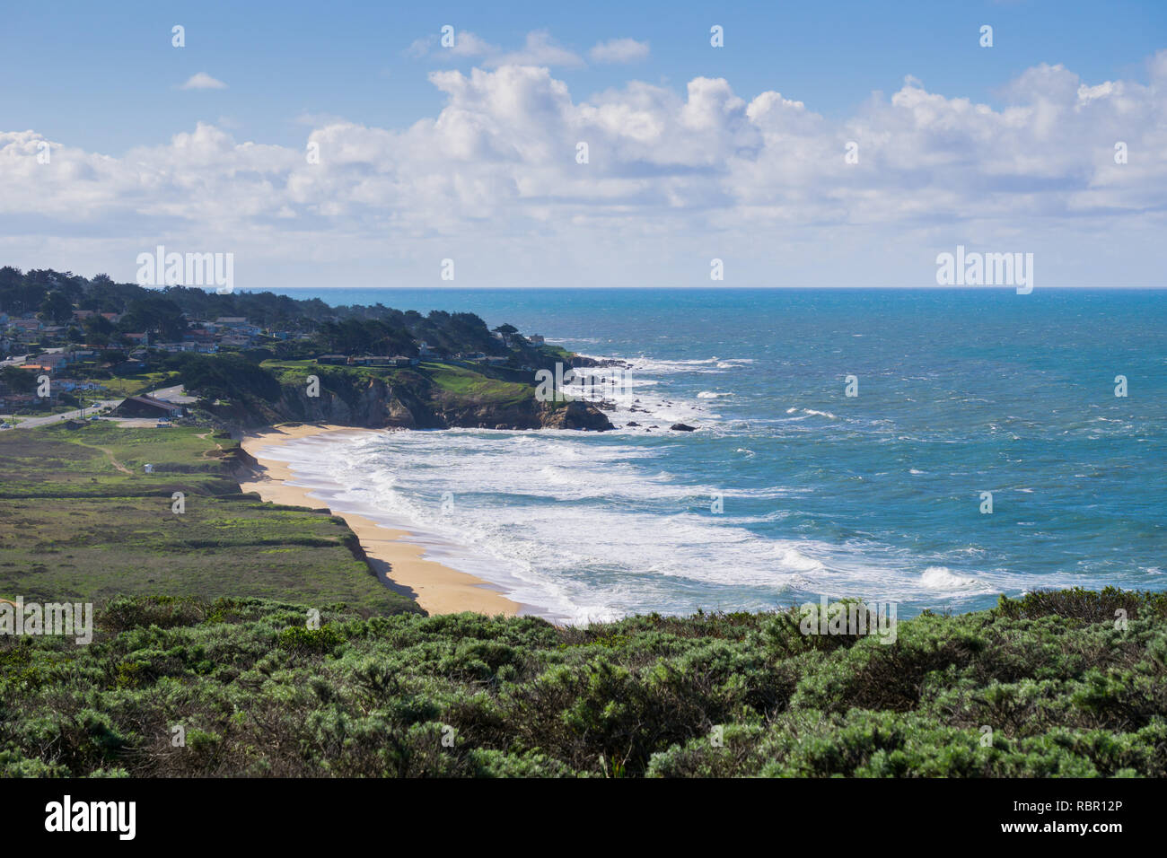 Aerial view of beach in Montara, California Stock Photo Alamy