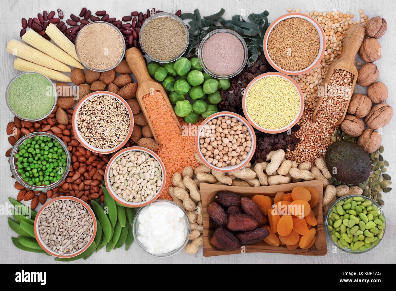 Fruit vegetables legumes whole grains hires stock photography and