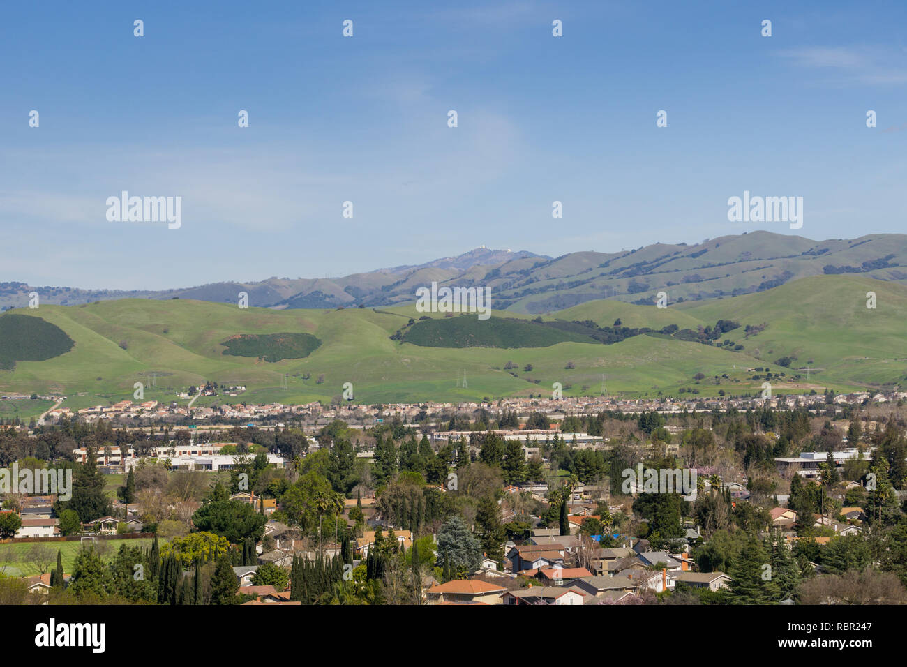 View towards Mount Hamilton from Santa Teresa park, San Jose, south San Francisco bay area, California Stock Photo