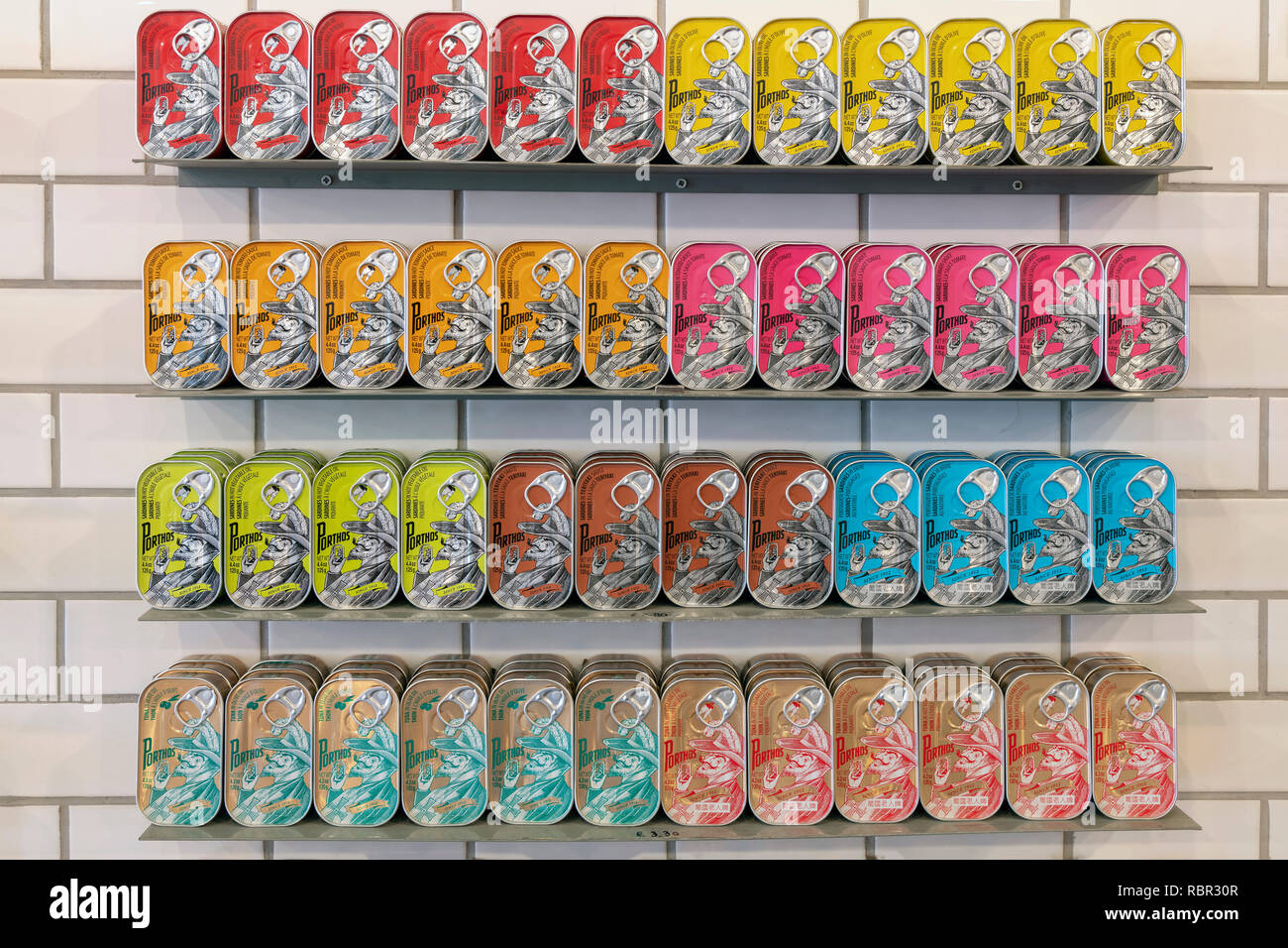 Traditional canned fish for sale at Conserveira de Lisboa shop, Lisbon