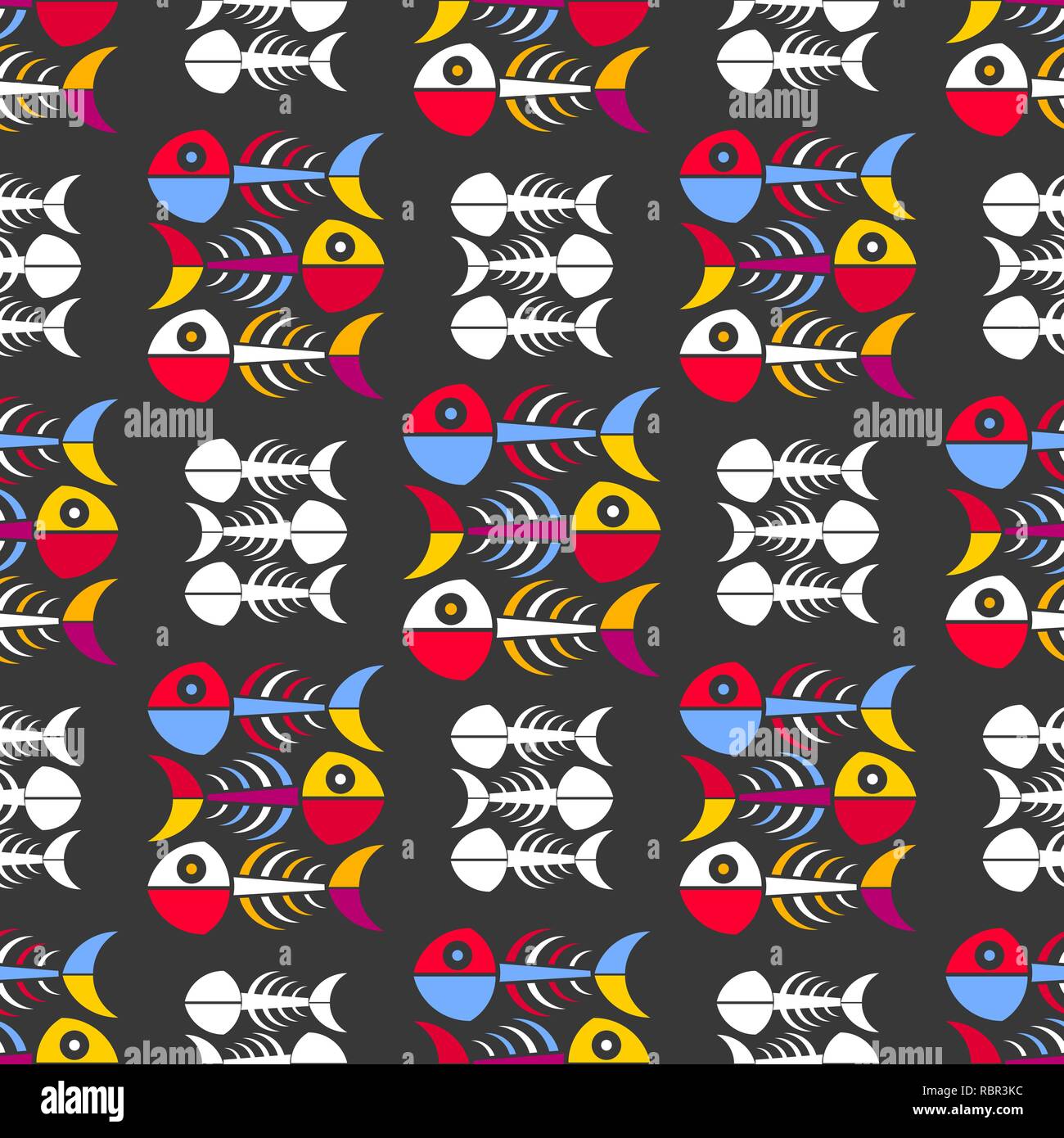 Seamless pattern with fishes. Hand drawn undersea world. Colorful ...