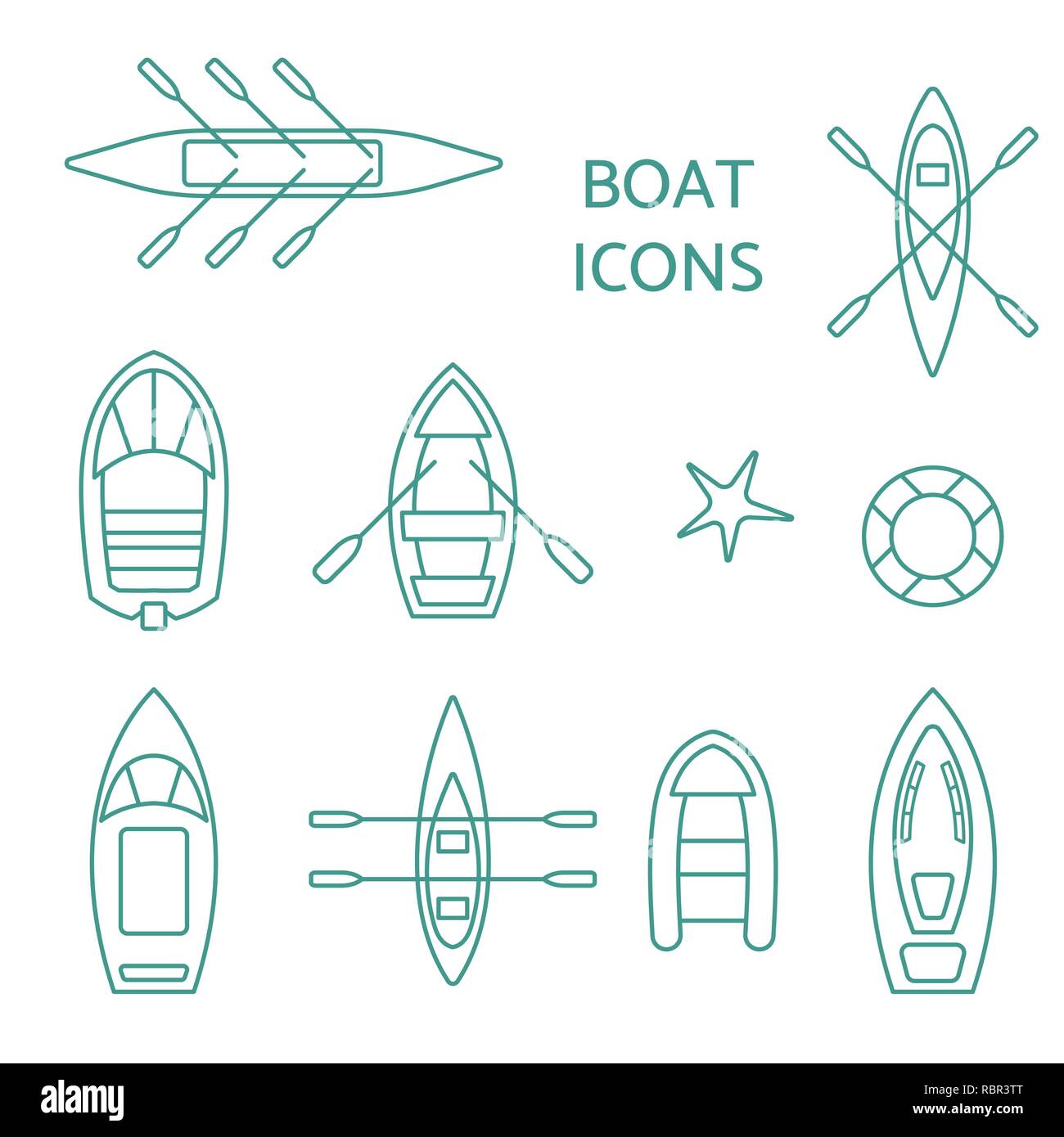 Boat icons outline set. Stock Vector