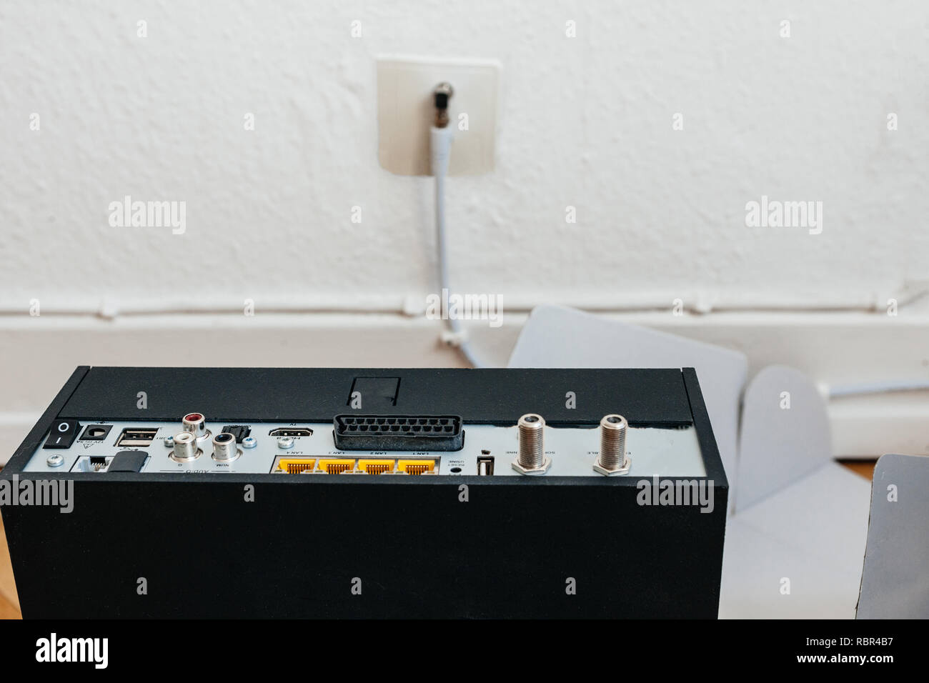 View from above cablebox for coaxial fiber in new house