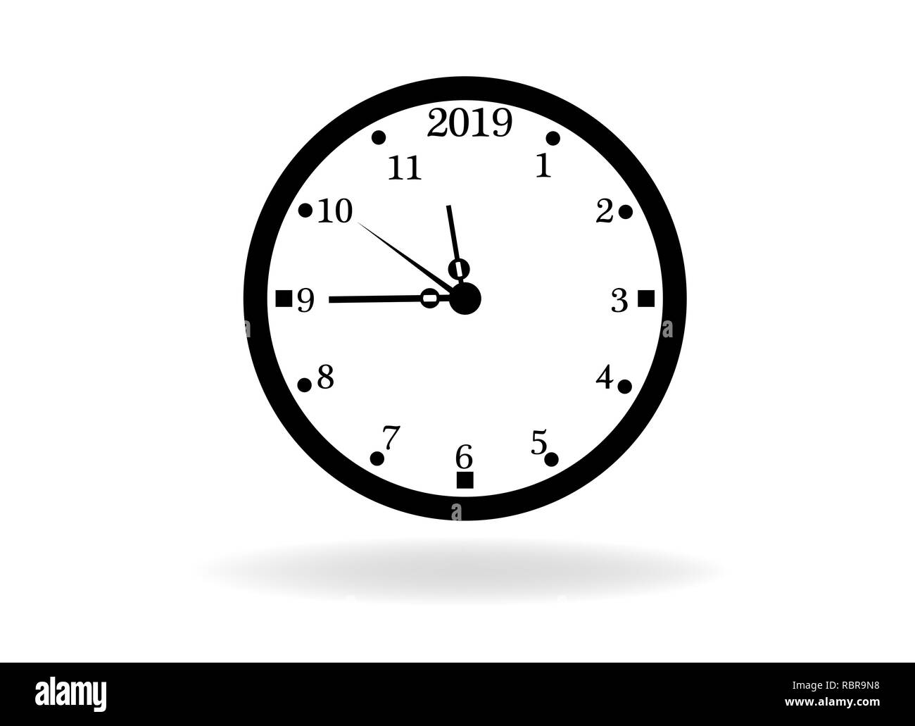 2019 time clock concept isolated on white background Stock Photo
