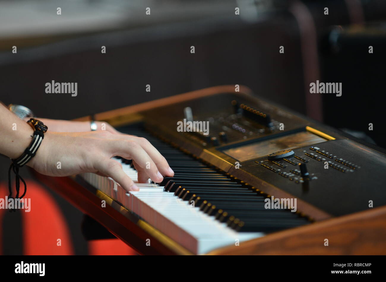 playing on piano Stock Photo