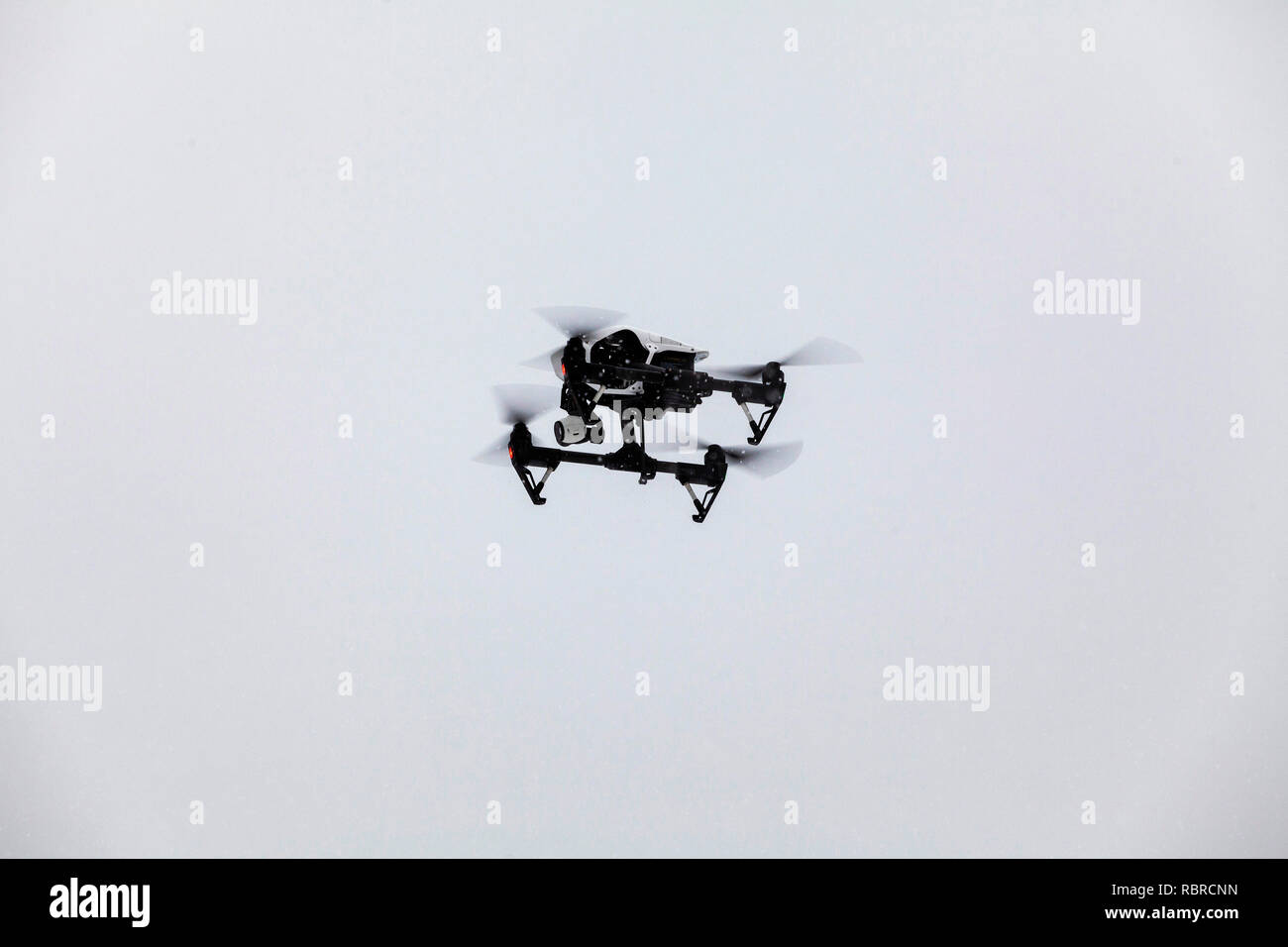 Drone on snowfall Stock Photo