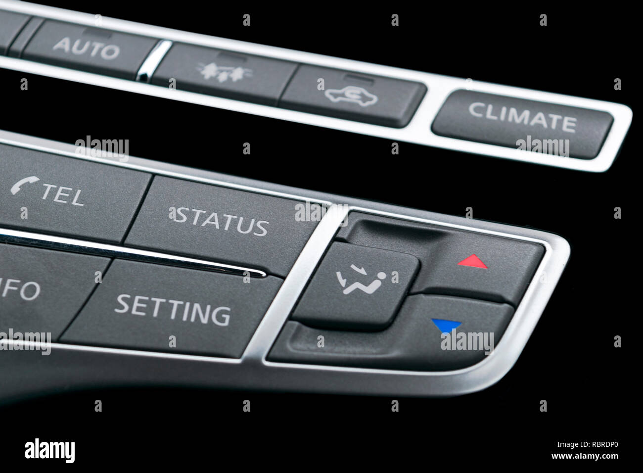 Luxury car inside. Interior of prestige modern car. Media control ...