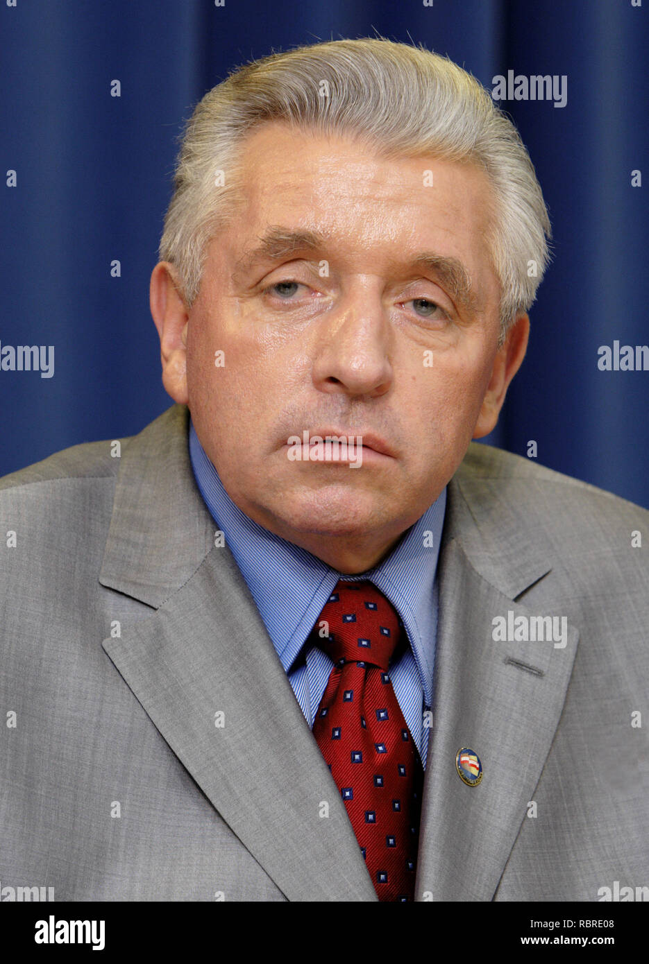 Warsaw, Mazovia / Poland - 2006/08/01: Andrzej Lepper - deputy Prime Minister and Minister of Agriculture and Self Defence Samoobrona party leader in  Stock Photo