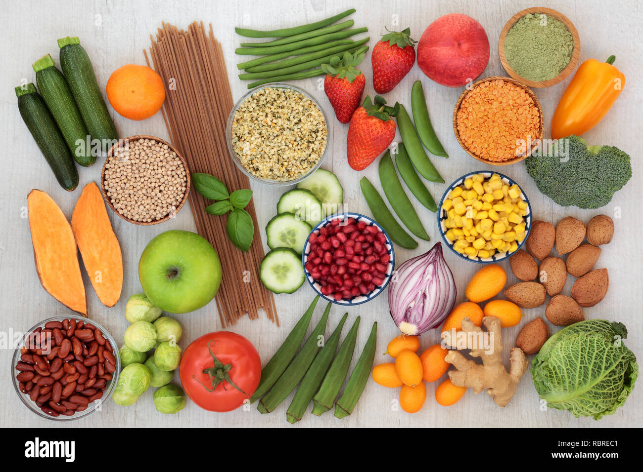 Fruit vegetables legumes whole grains hires stock photography and