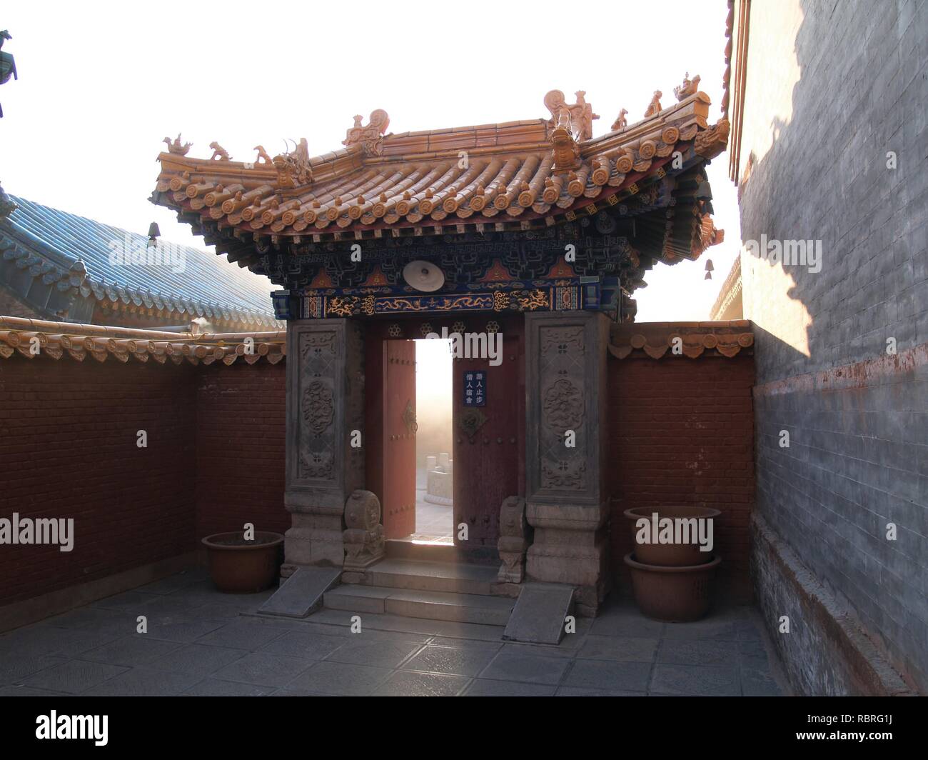 Chinese temple inner gate Stock Photo