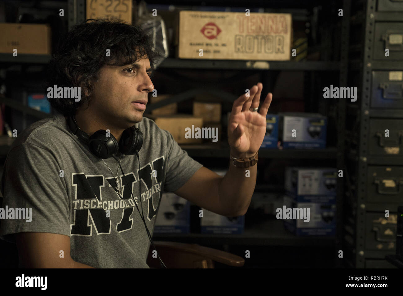 Writer-director M. Night Shyamalan on the set of 'Glass,' the third part of his trilogy that began with 2000's 'Unbreakable' and continued with 2016's 'Split.'Photo Credit: Universal Pictures / The Hollywood Archive Stock Photo