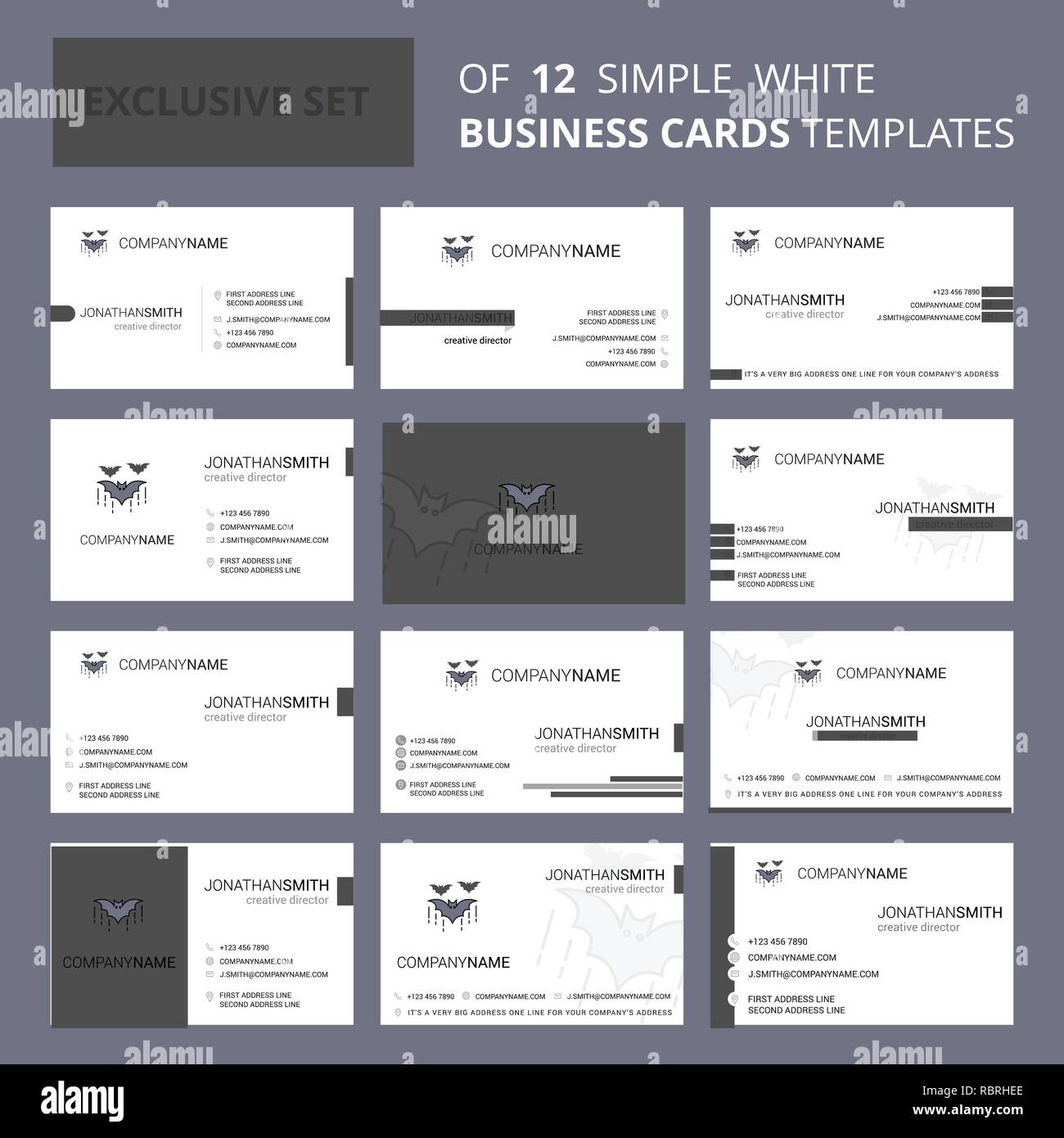 Bat Bus 12 >> Set Of 12 Bat Creative Busienss Card Template Editable Creative Bat Bus 12 >> Set Of 12 Bat Creative Busienss Card Template Editable Creative