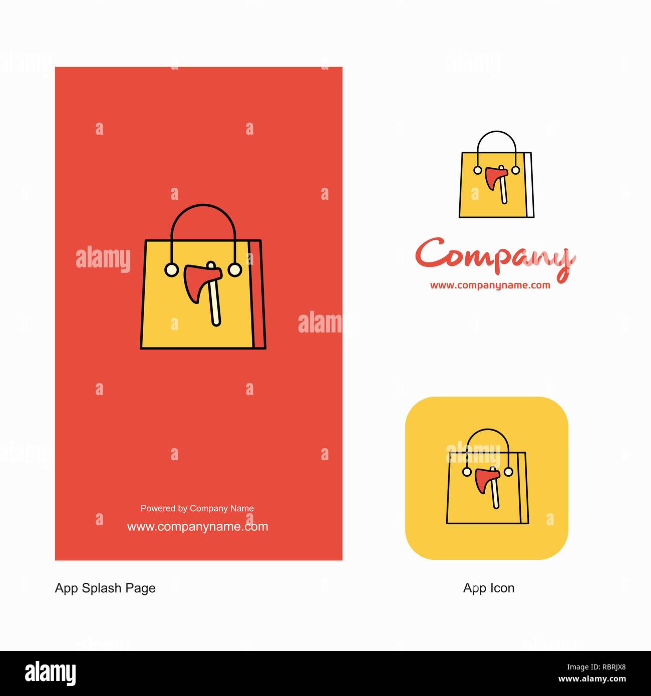 Shopping bag Company Logo App Icon and Splash Page Design. Creative
