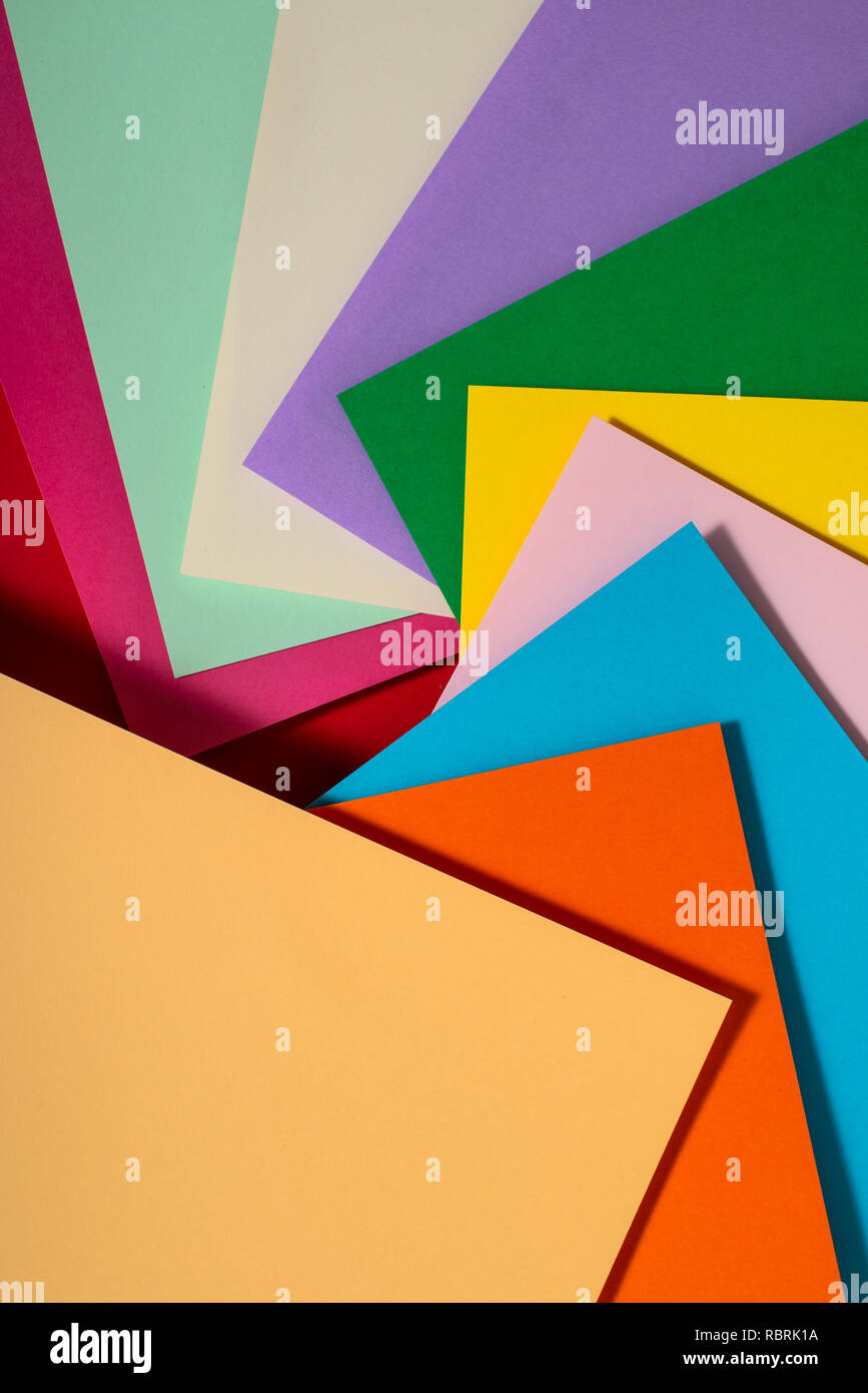 Vibrant colors palette paper design. Geometric shapes. Abstract