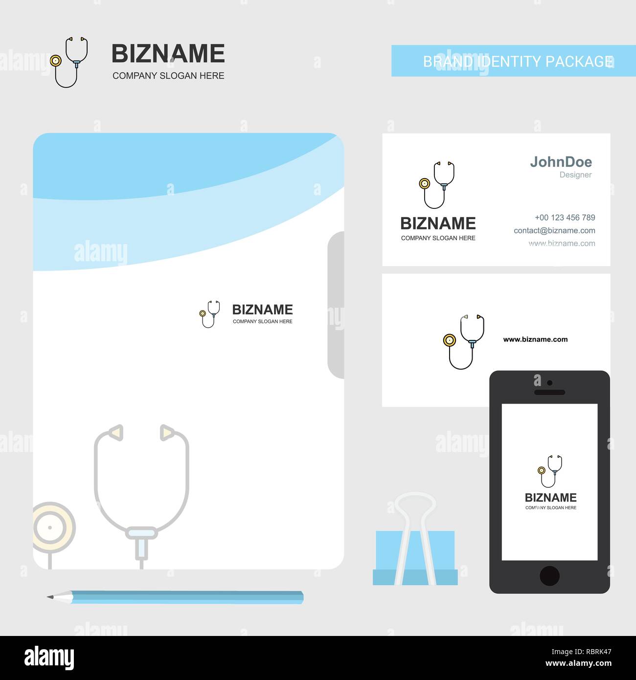 Stethoscope Business Logo, File Cover Visiting Card and Mobile App ...
