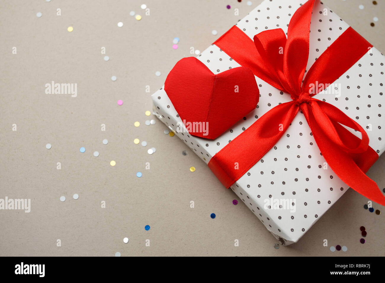 Valentines Day Concept With Red Origami Paper Hearts