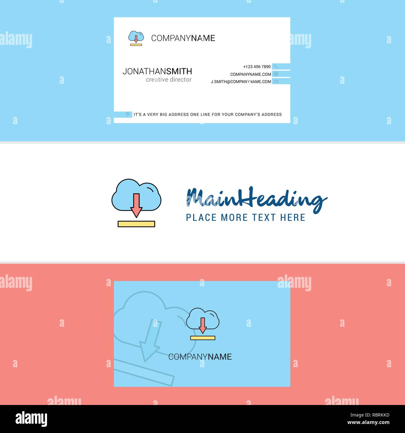 Beautiful Cloud downloading Logo and business card. vertical Design ...