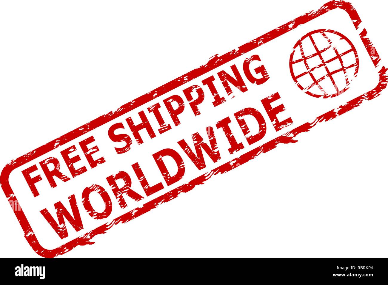 Free shipping worldwide rubber stamp. Vector services insignia warranty, goods free delivery everywhere illustration Stock Vector