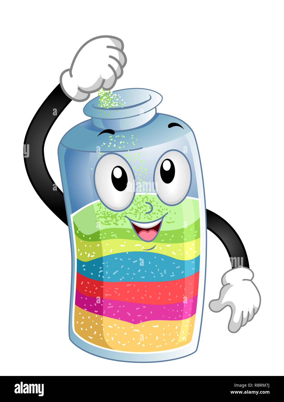Illustration of a Sand Bottle Mascot Pouring Colored Sand Inside Stock  Photo - Alamy