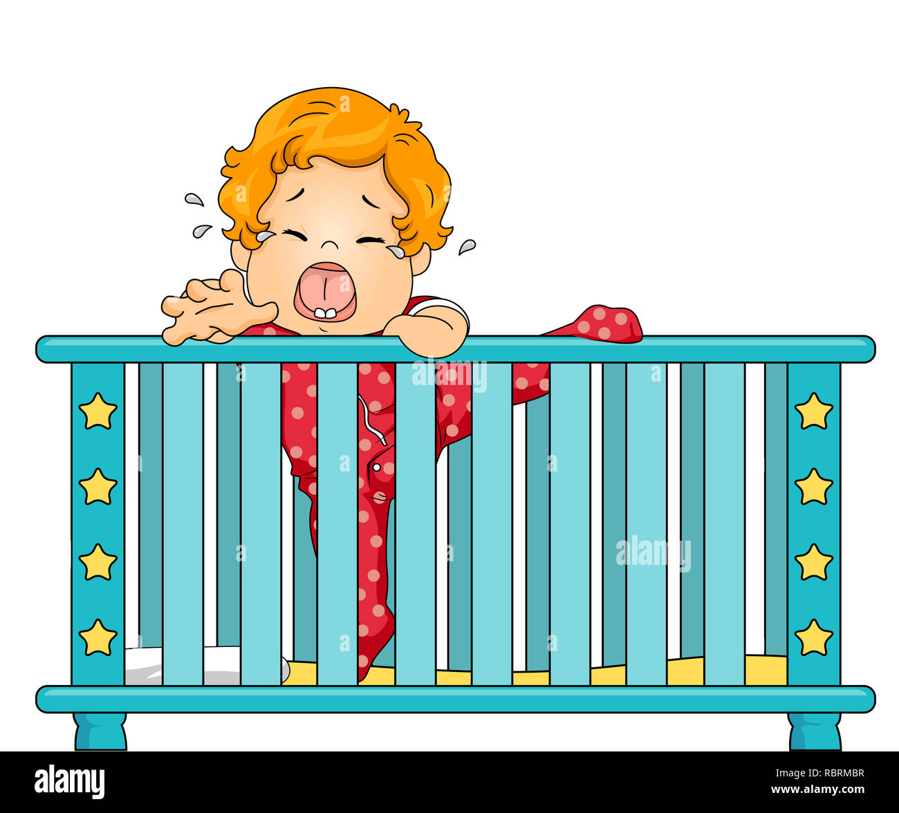 Illustration Of A Kid Boy Toddler Crying Out Loud Wanting To Climb