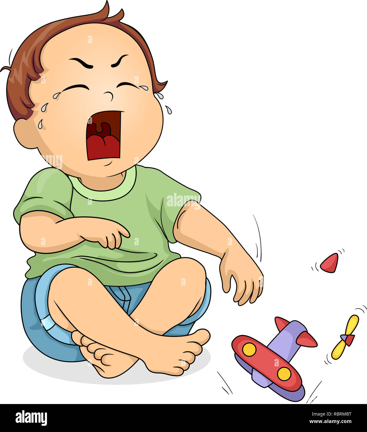 Illustration of a Kid Boy Toddler Crying and Breaking His Toy in the  Process Stock Photo - Alamy
