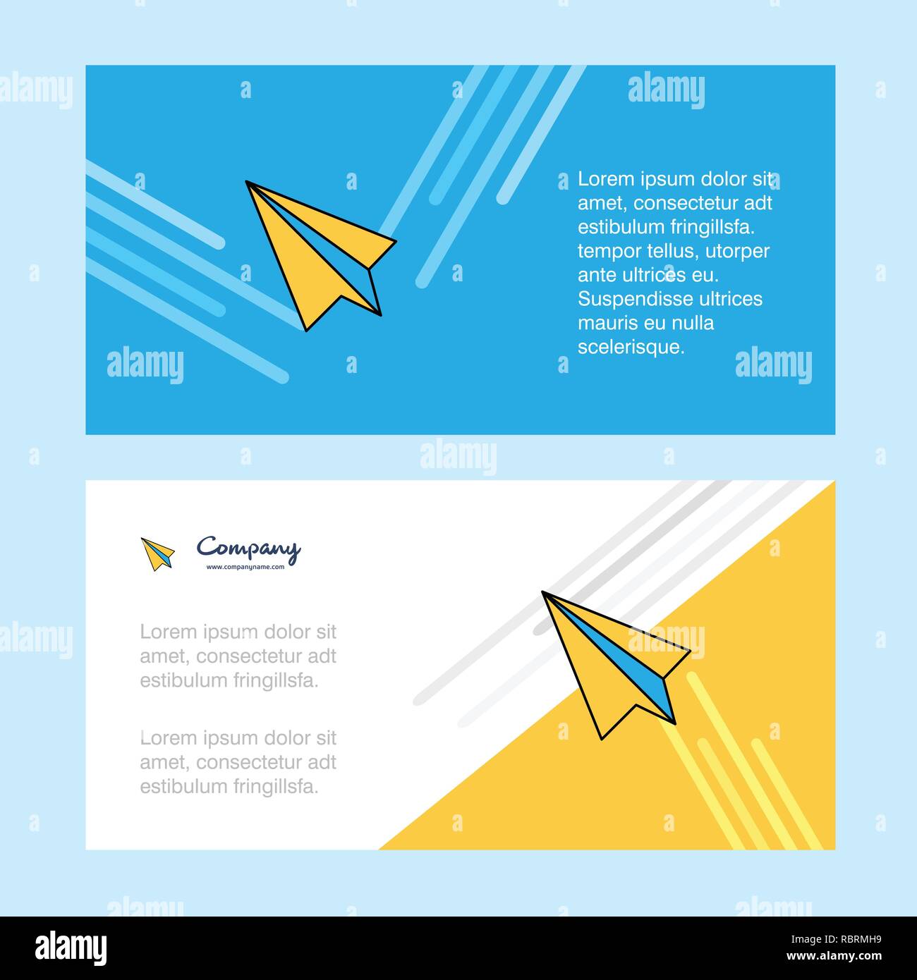 Paper plane abstract corporate business banner template, horizontal