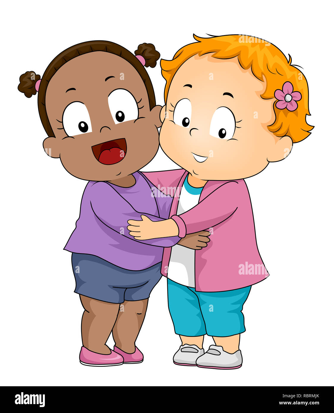 Children Hugging Cartoon