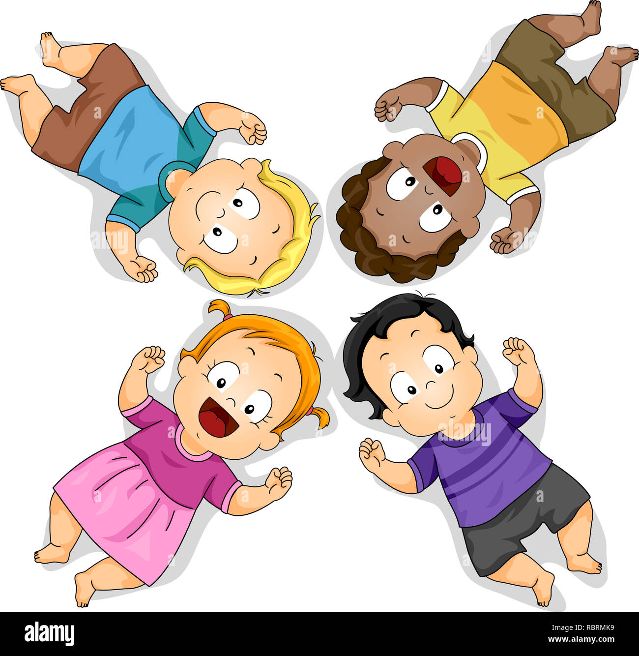 Illustration of Kids Toddlers Lying Down on the Floor Stock Photo Alamy