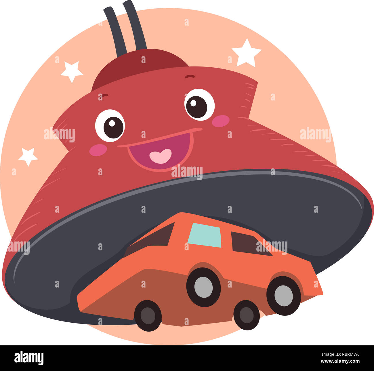 Illustration of a Crane Magnet Mascot Lifting a Used Car in the Junkyard  Stock Photo - Alamy