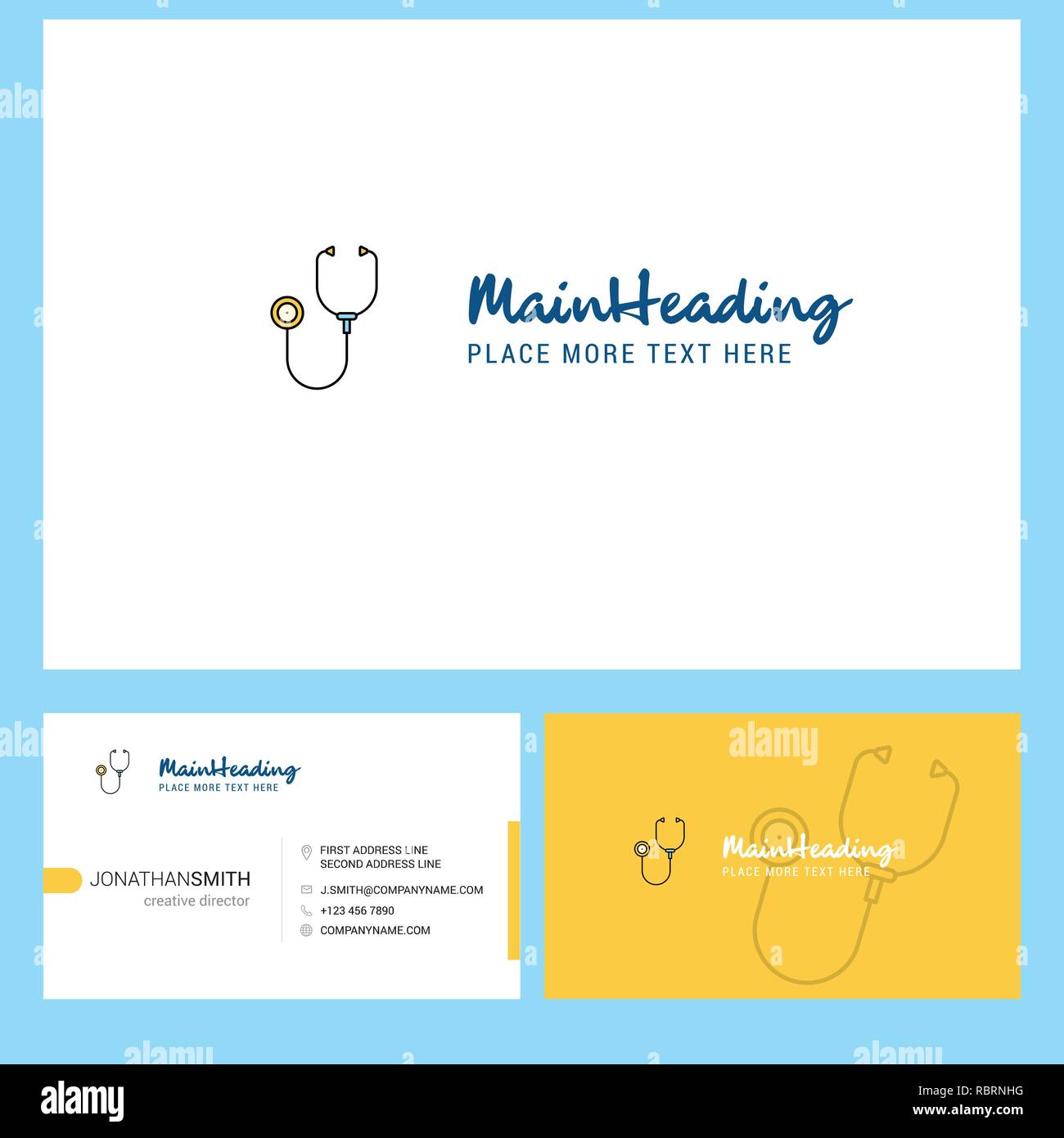Stethoscope Logo design with Tagline & Front and Back Busienss Card