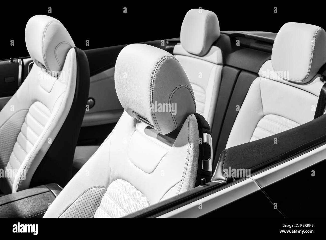Modern Luxury car inside. Interior of prestige modern car. Comfortable leather seats