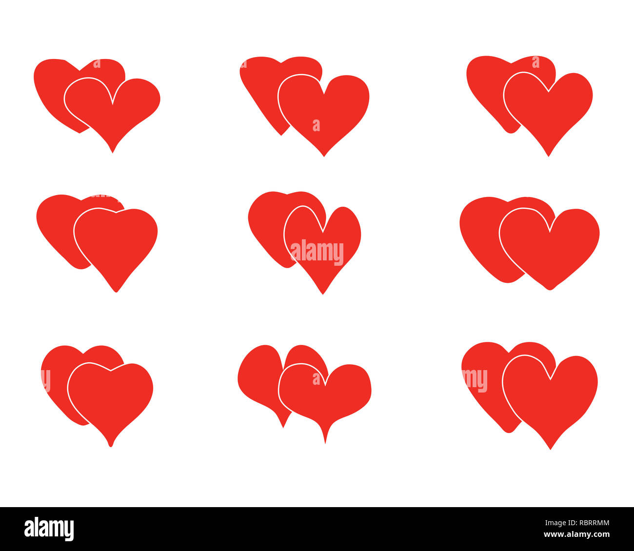 Set of heart icons on a white background, love symbol Stock Photo - Alamy