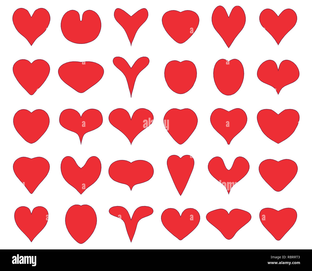 Set of heart icons on a white background, love symbol Stock Photo Alamy