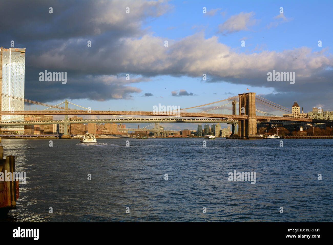 Brooklyn Bridge Crossing the East River In New York City Stock Photo ...