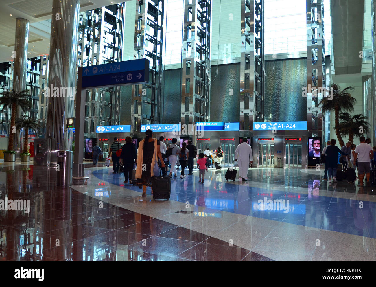 Dubai Airport, UAE October 8th, 2017 Modern architecture with large