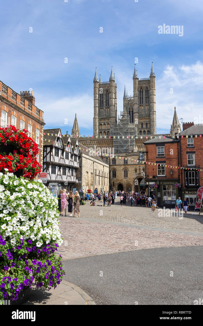 Lincoln Cathedral from Castle Hill, Lincoln, Lincolnshire, England, United Kingdom Stock Photo