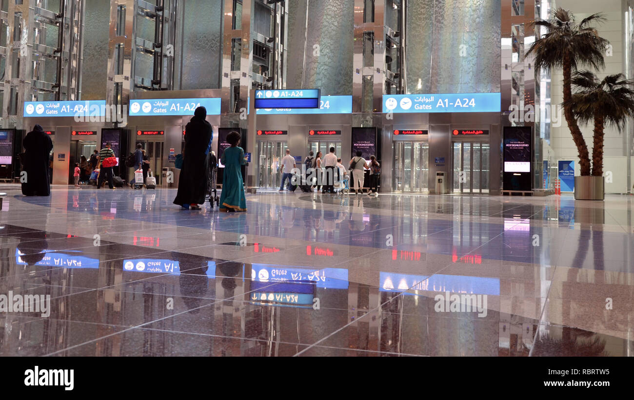 Dubai Airport, UAE October 8th, 2017 Modern architecture with large