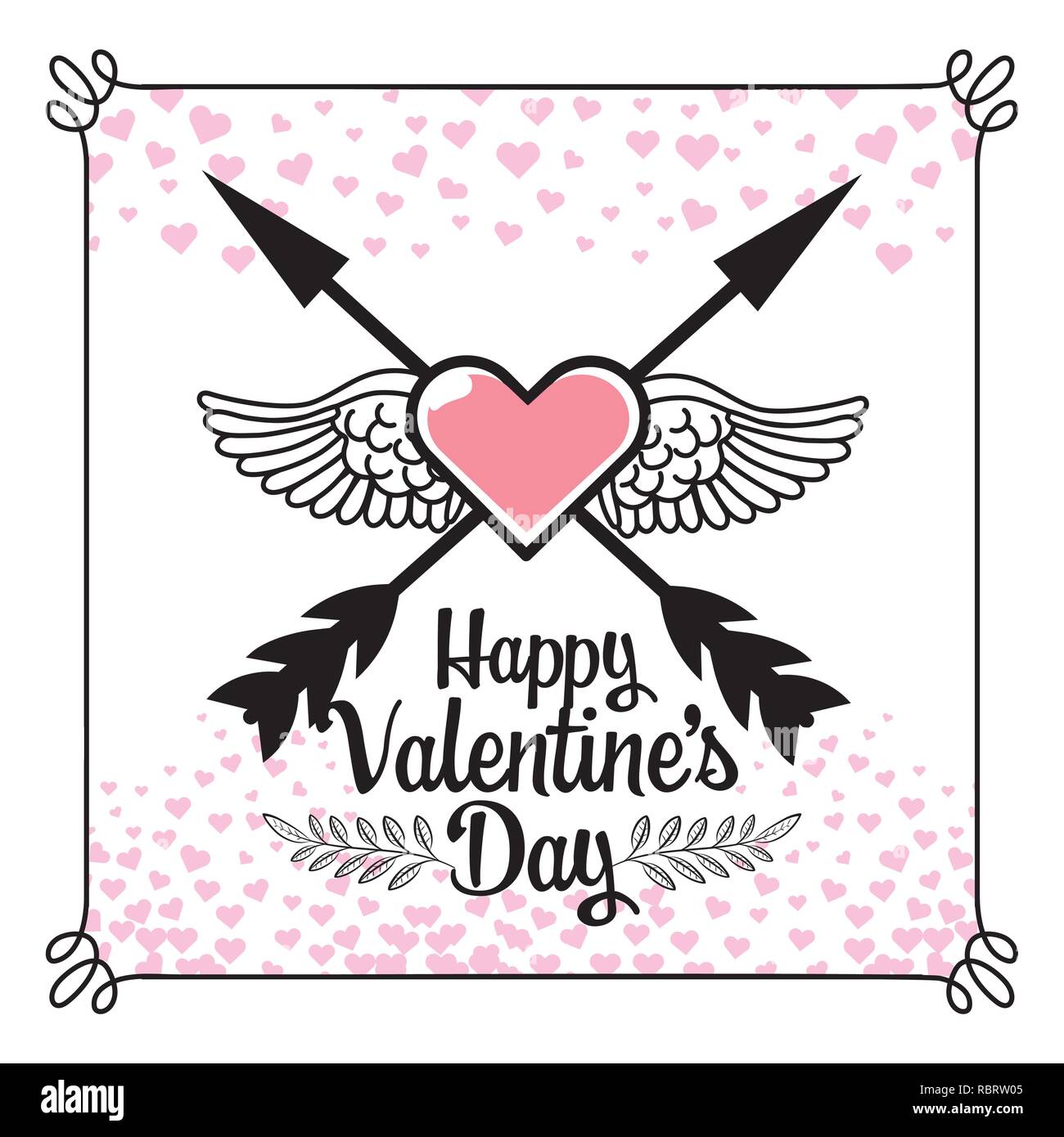 heart with wings and arrows to valentines day Stock Vector Image & Art ...