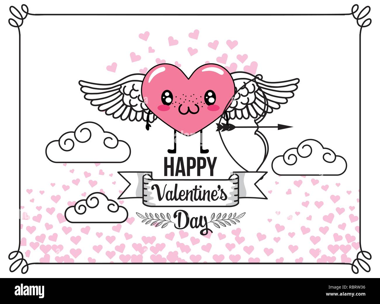 heart with wings and clouds to valentine day Stock Vector Image & Art ...
