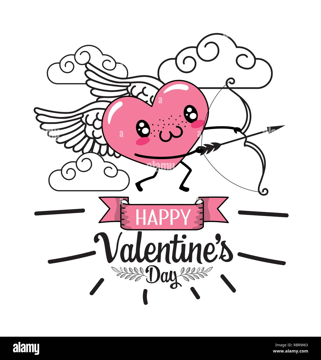 heart with wings and arrow to valentines day Stock Vector