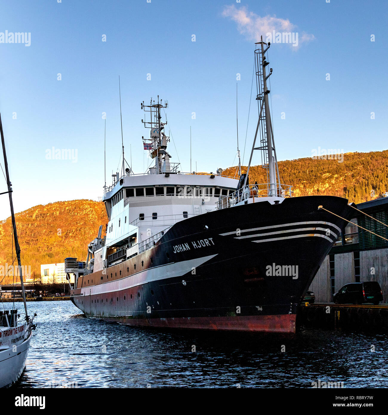 Fishery research and survey vessel Johan Hjort in the port of Bergen ...