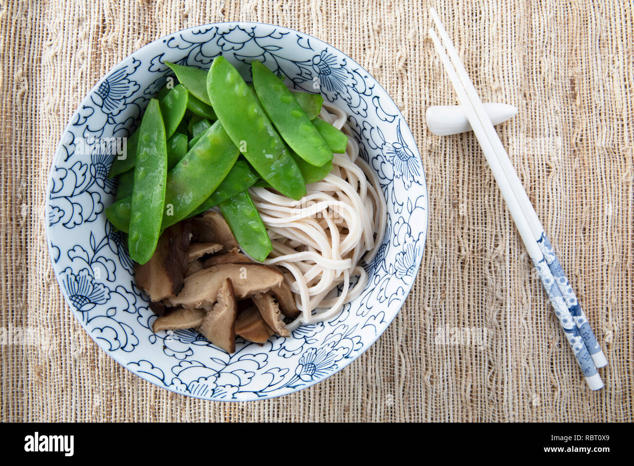 Filling bowl with udon noodle soup series image four bowl withnoodles