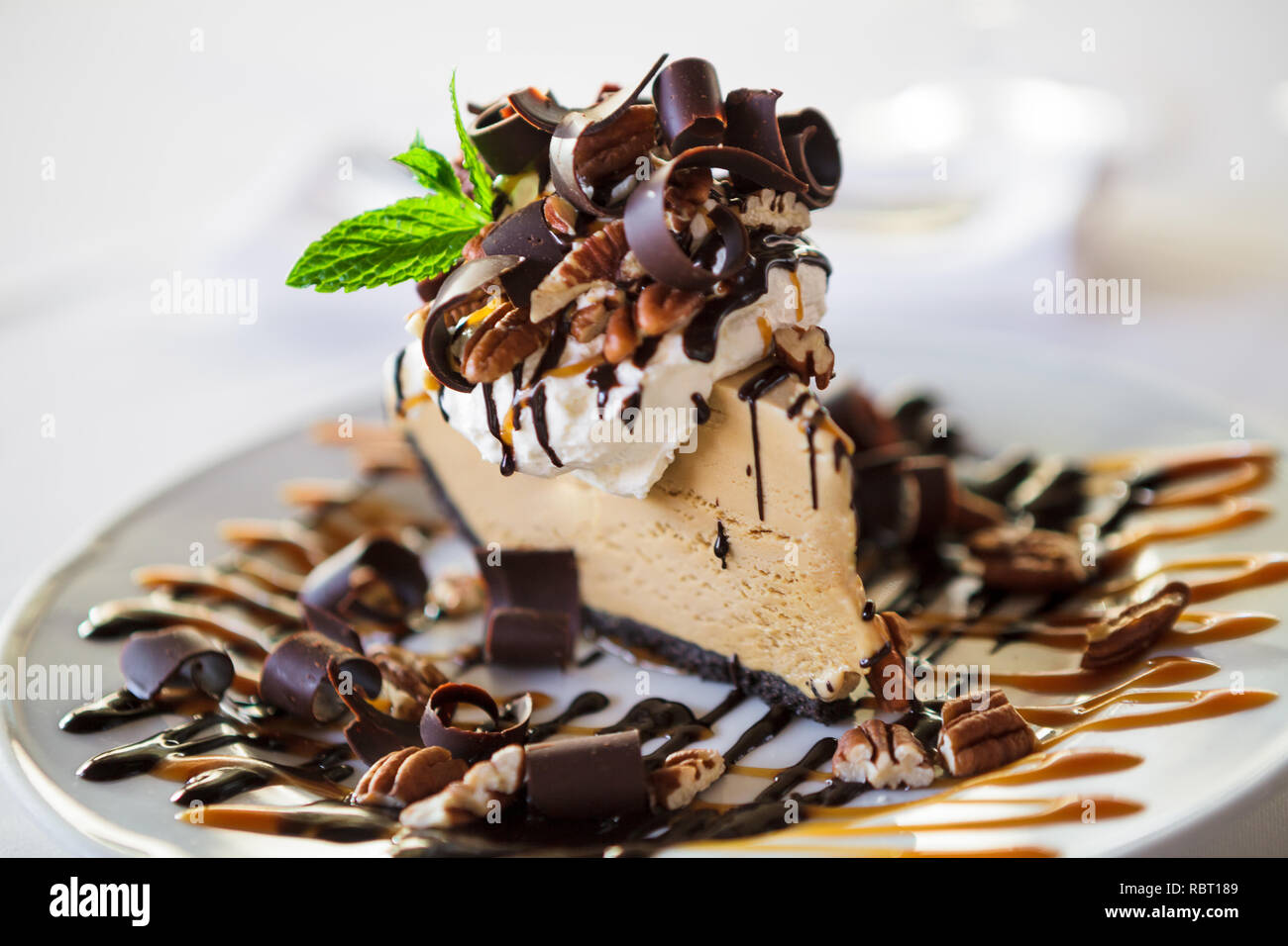 Decadent Mud Pie Dessert Plate Stock Photo