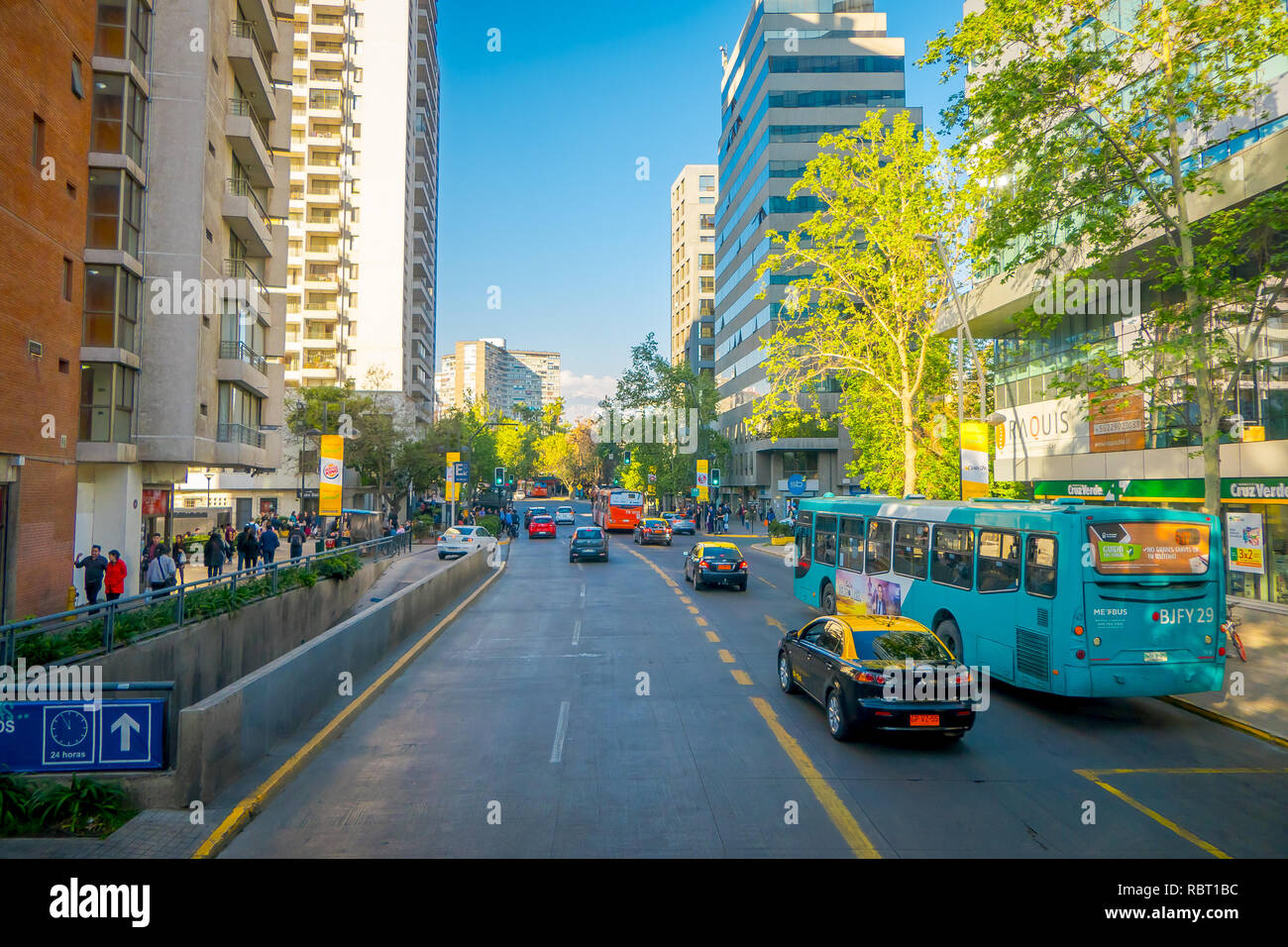 SANTIAGO DE CHILE, CHILE - OCTOBER 16, 2018: Traffic on Avenida Libertador Bernardo O'Higgins avenue in Santiago, Chile Stock Photo