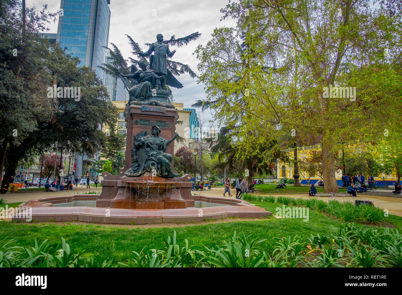 SANTIAGO, CHILE - OCTOBER 16, 2018: Bronze statue of Benjam n Vicu a Mackenna, Chilean writer, journalist, historian and politician, Mackenna Plaza, Santiago Stock Photo