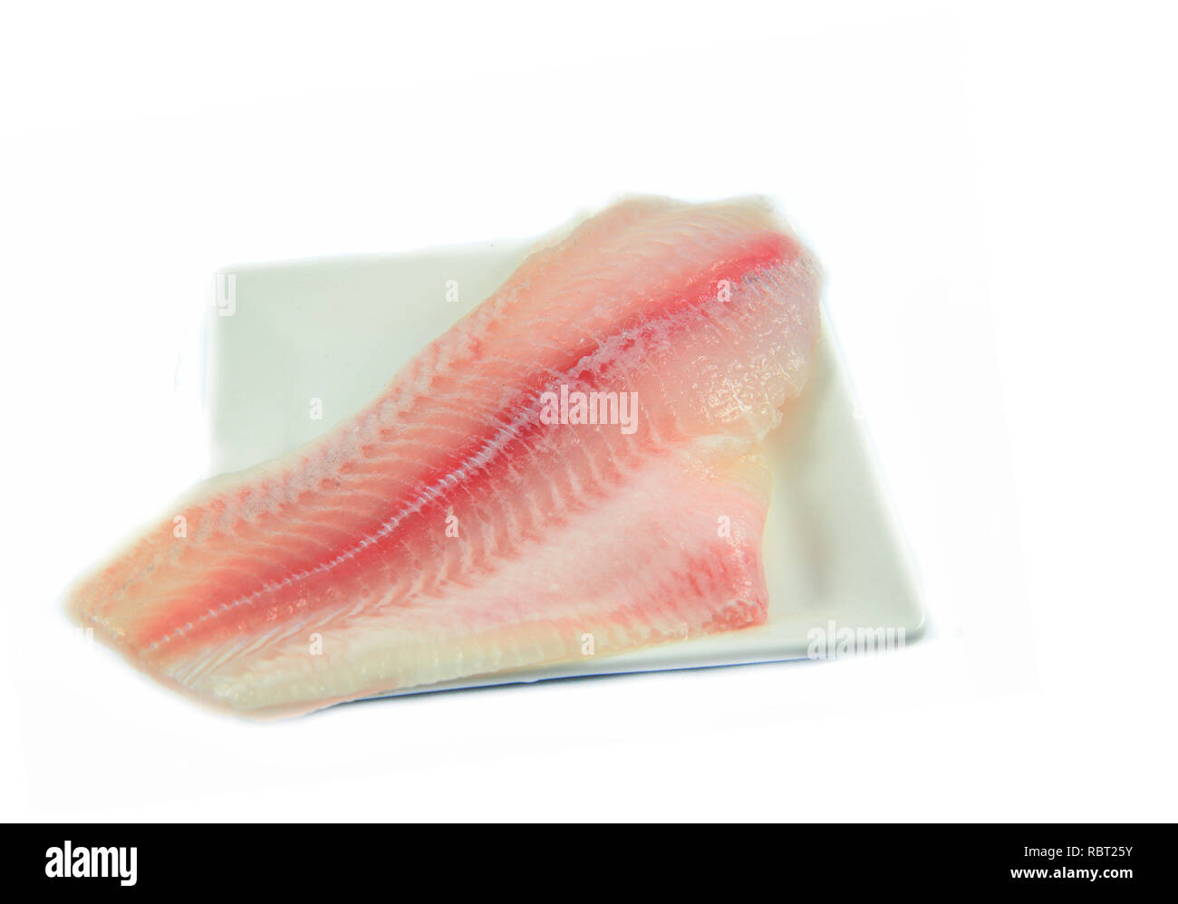 Pangasius Dolly Fish Slice / Fresh raw dolly fish meat fillet on plate