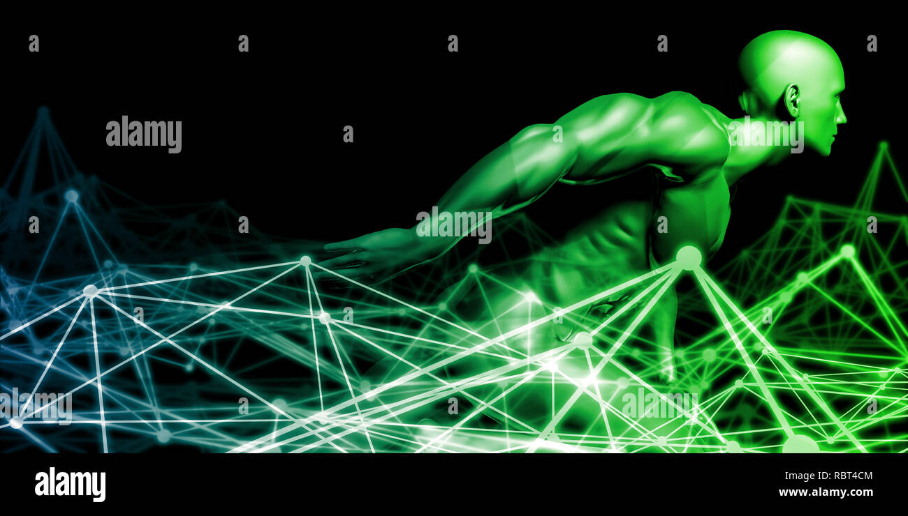 Digital Imagery with Data Network Transfer Art Stock Photo