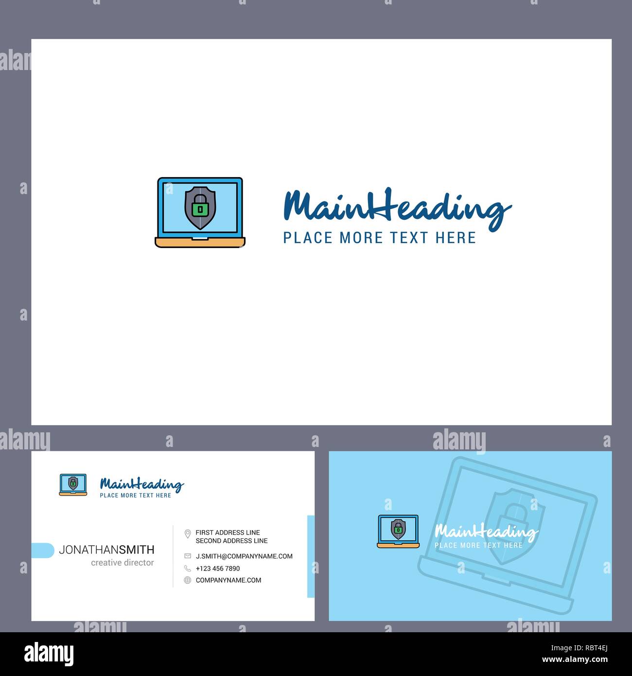 Laptop protected Logo design with Tagline & Front and Back Busienss