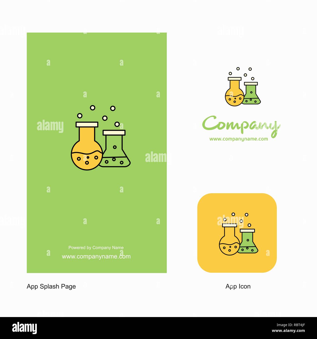Chemical flask Company Logo App Icon and Splash Page Design. Creative